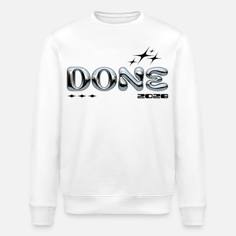 Chrome bubble letters DONE - Stanley/Stella ROLLER Unisex Organic Sweatshirt - white