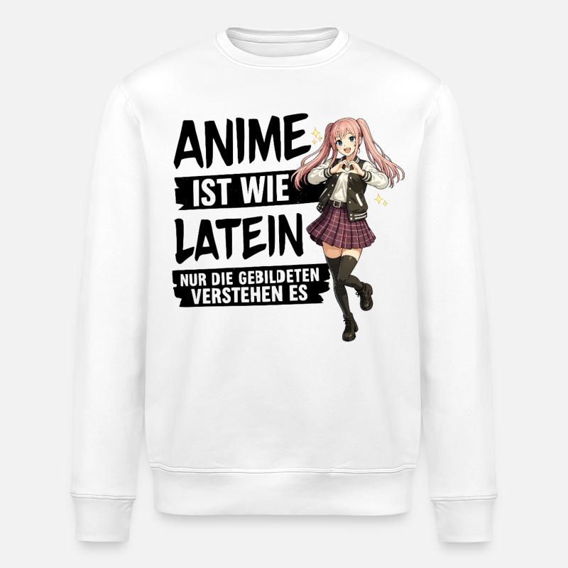 Anime Schulmädchen Herzpose - Stanley/Stella Unisex Bio-Sweatshirt ROLLER - Weiß