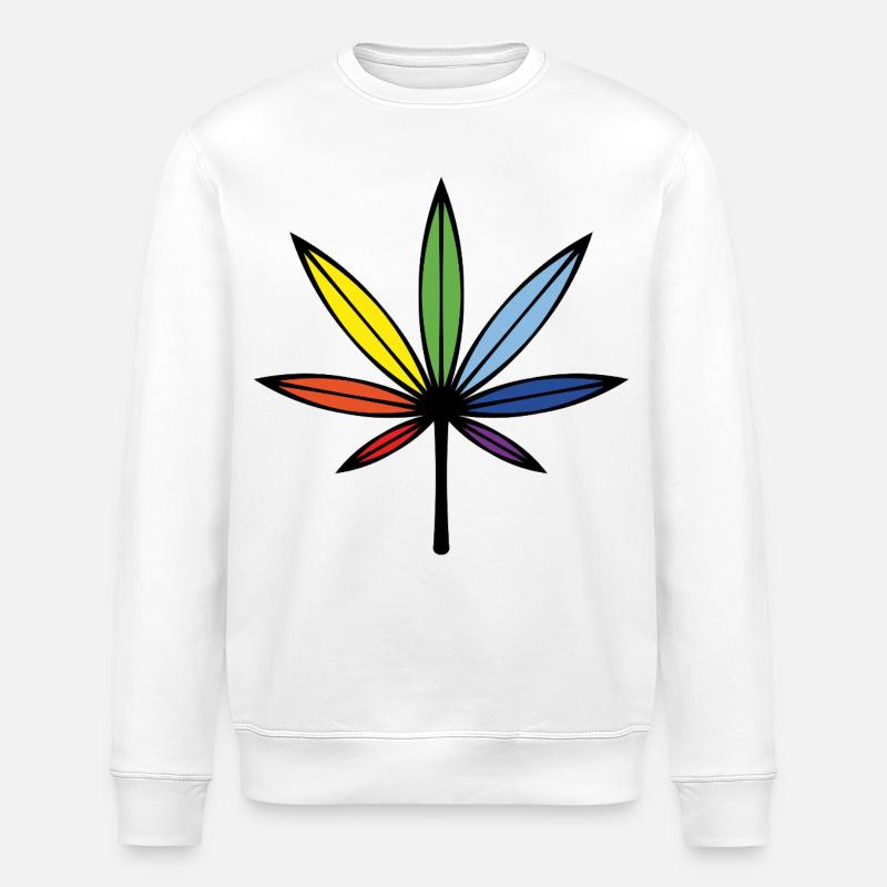 Cannabis / Marihuana / Hanf (Outline / Rainbow) - Stanley/Stella Unisex Bio-Sweatshirt ROLLER - Weiß