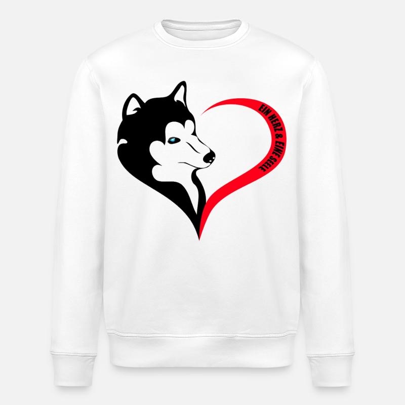 Hunde Silhouette mit Herz und Seele - Stanley/Stella Unisex Bio-Sweatshirt ROLLER - Weiß
