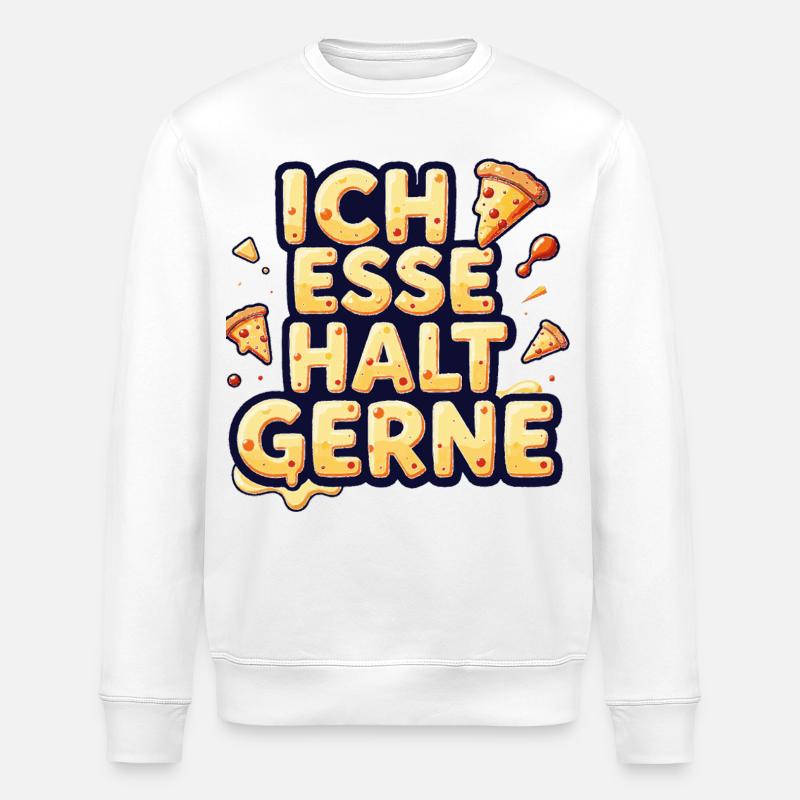 Ich esse halt gerne Pizza - Stanley/Stella Unisex Bio-Sweatshirt ROLLER - Weiß