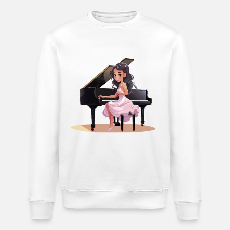 Piano Diva im Pinken Kleid - Stanley/Stella Unisex Bio-Sweatshirt ROLLER - Weiß