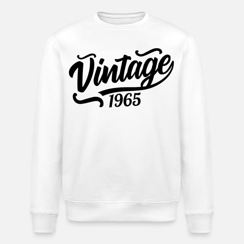 1965 Né en 1965, 56e anniversaire - Sweat bio ROLLER Stanley/Stella Unisexe - blanc