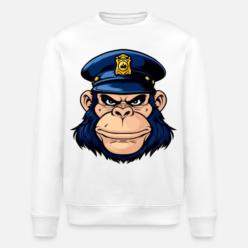 Polizist Affe - Stanley/Stella Unisex Bio-Sweatshirt ROLLER - Weiß