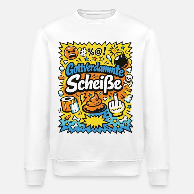 Gottverdammte Scheiße! Comic-Explosion - Stanley/Stella Unisex Bio-Sweatshirt ROLLER - Weiß