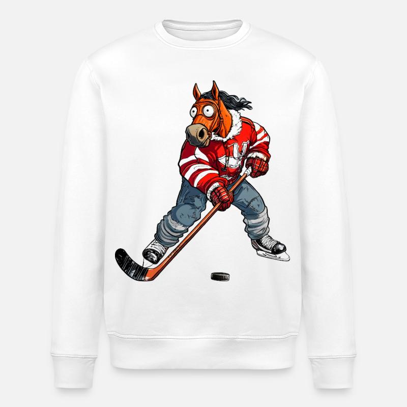 Eishockey Pferd - Stanley/Stella Unisex Bio-Sweatshirt ROLLER - Weiß