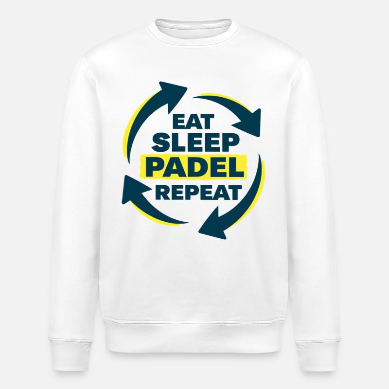 Déclaration d’athlète récurrent Eat Sleep Padel - Sweat bio ROLLER Stanley/Stella Unisexe - blanc
