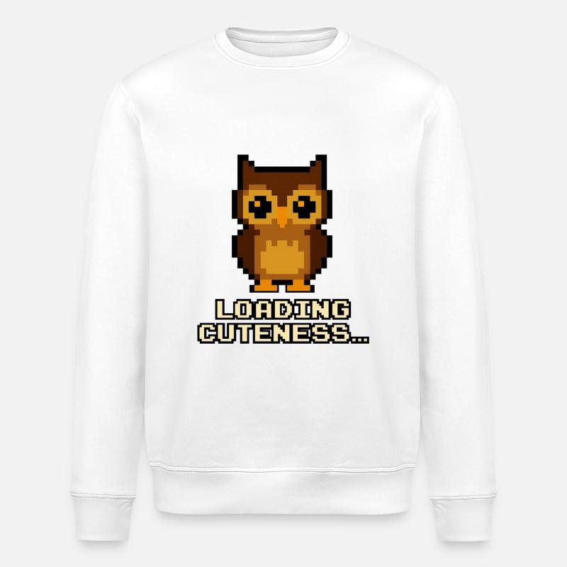 Pixel Owls Loading Cuteness - Stanley/Stella ROLLER Unisex Organic Sweatshirt - white