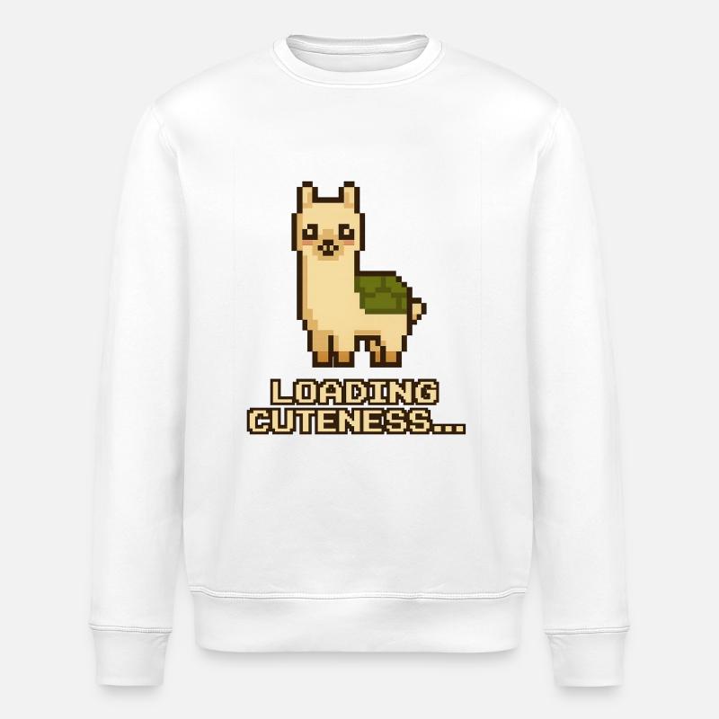Pixel Llama: Loading Cuteness - Stanley/Stella ROLLER Unisex Organic Sweatshirt - white