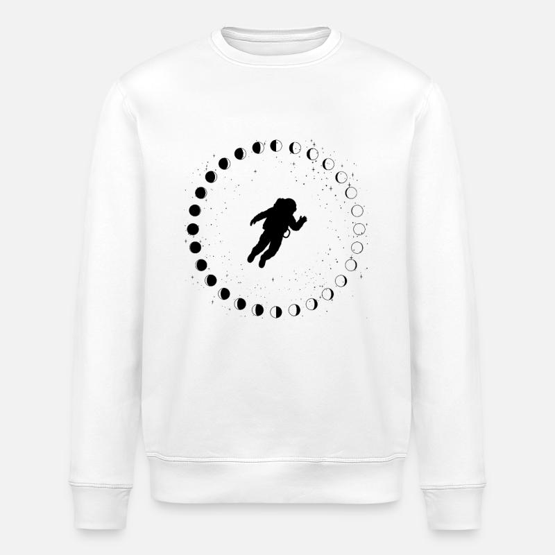 Astronaut mit Mondphasen und Sternen - Stanley/Stella Unisex Bio-Sweatshirt ROLLER - Weiß