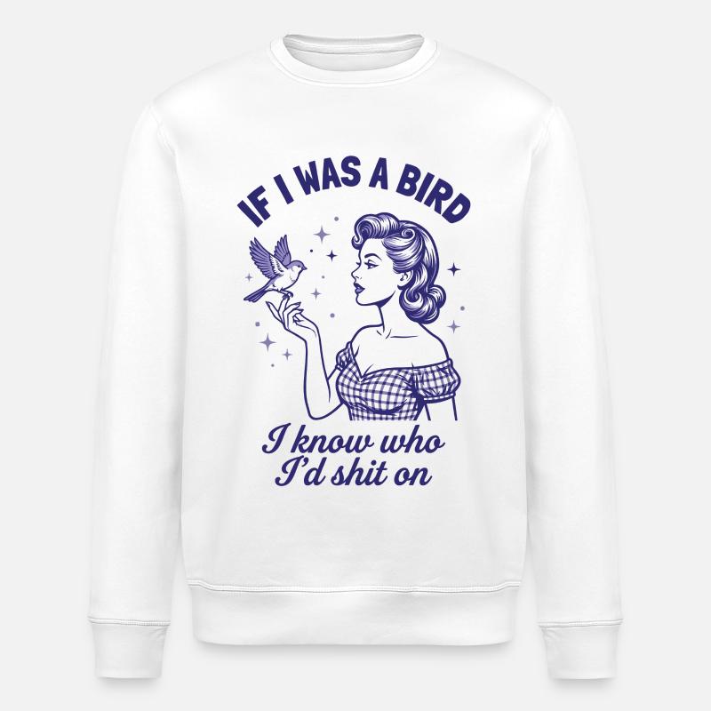 Echte Rache Vogel Retro Statement - Stanley/Stella Unisex Bio-Sweatshirt ROLLER - Weiß