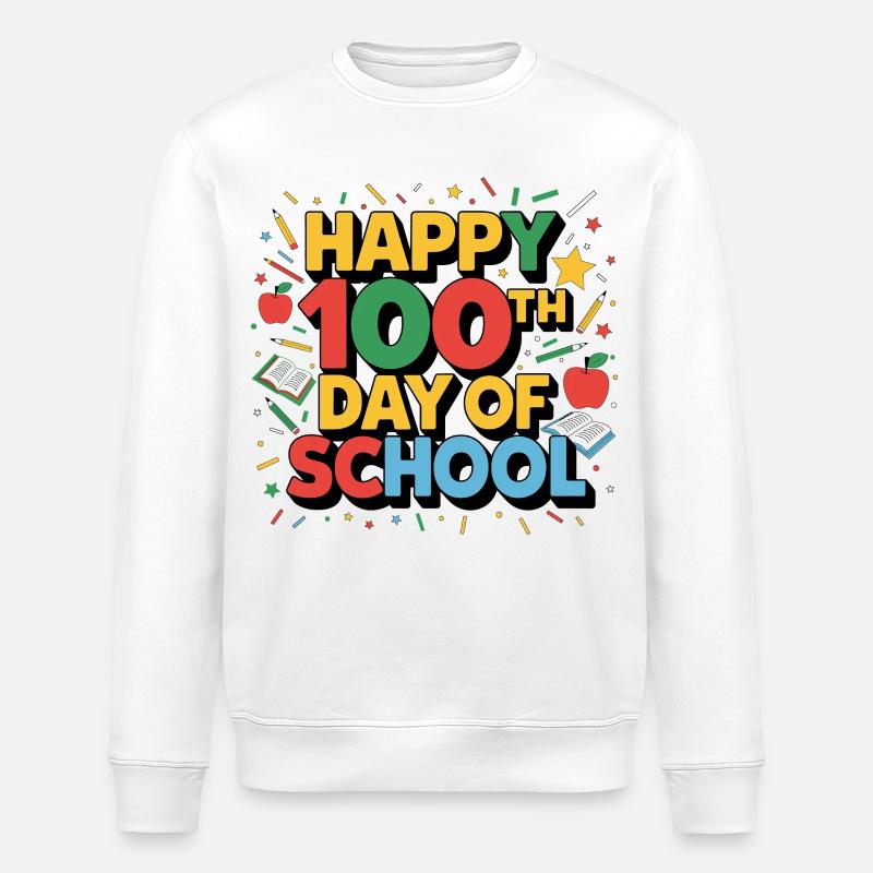 Joyeux 100e jour d’école - Sweat bio ROLLER Stanley/Stella Unisexe - blanc