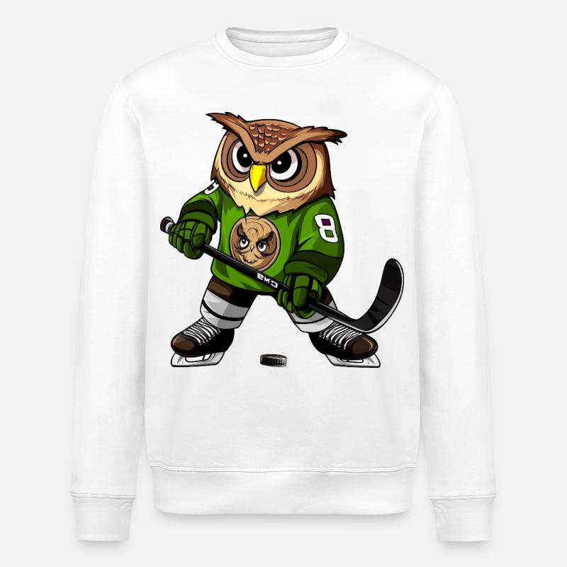 Eule Eishockey - Stanley/Stella Unisex Bio-Sweatshirt ROLLER - Weiß