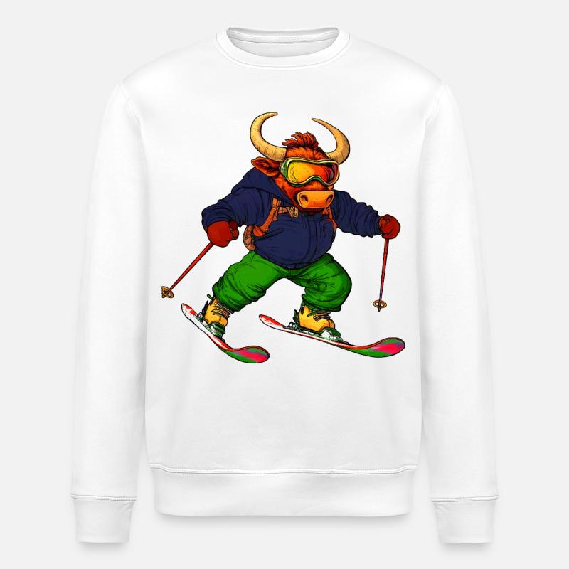 Stiere Skifahrer / Ski Stier - Stanley/Stella Unisex Bio-Sweatshirt ROLLER - Weiß