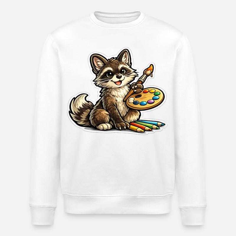 Kleiner Mal-Raccoon - Stanley/Stella Unisex Bio-Sweatshirt ROLLER - Weiß