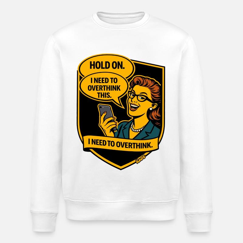 Retro Comic Rethinking - Overthinker - Stanley/Stella ROLLER Unisex Organic Sweatshirt - white
