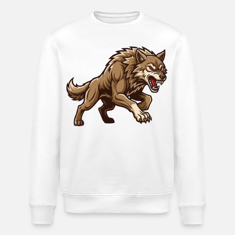 Loup Enragé (Lone Wolf Alpha - Sweat bio ROLLER Stanley/Stella Unisexe - blanc