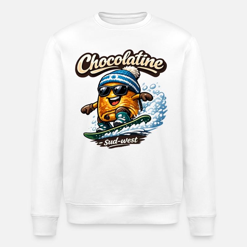 Chocolatine-Snowboard - Stanley/Stella Unisex Bio-Sweatshirt ROLLER - Weiß