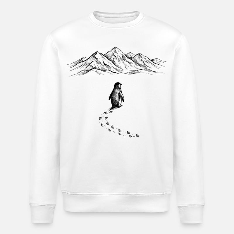 Pinguin Schneespuren Eisberg Eis Doodle Gekritzel - Stanley/Stella ROLLER Unisex Organic Sweatshirt - white