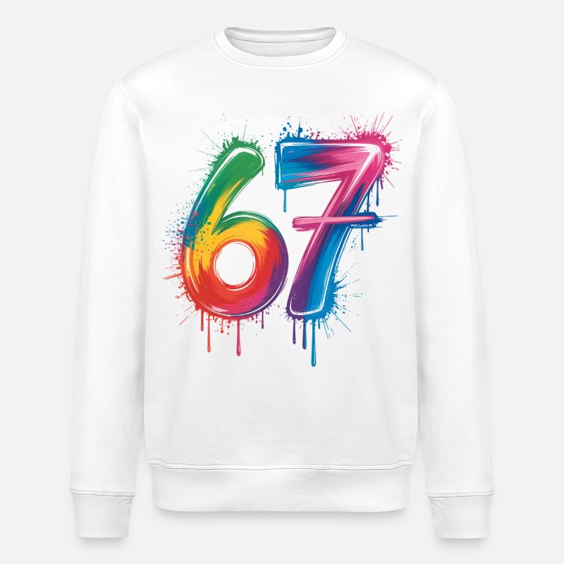 Sechs-Sieben-Farb-Spritzer - Stanley/Stella Unisex Bio-Sweatshirt ROLLER - Weiß