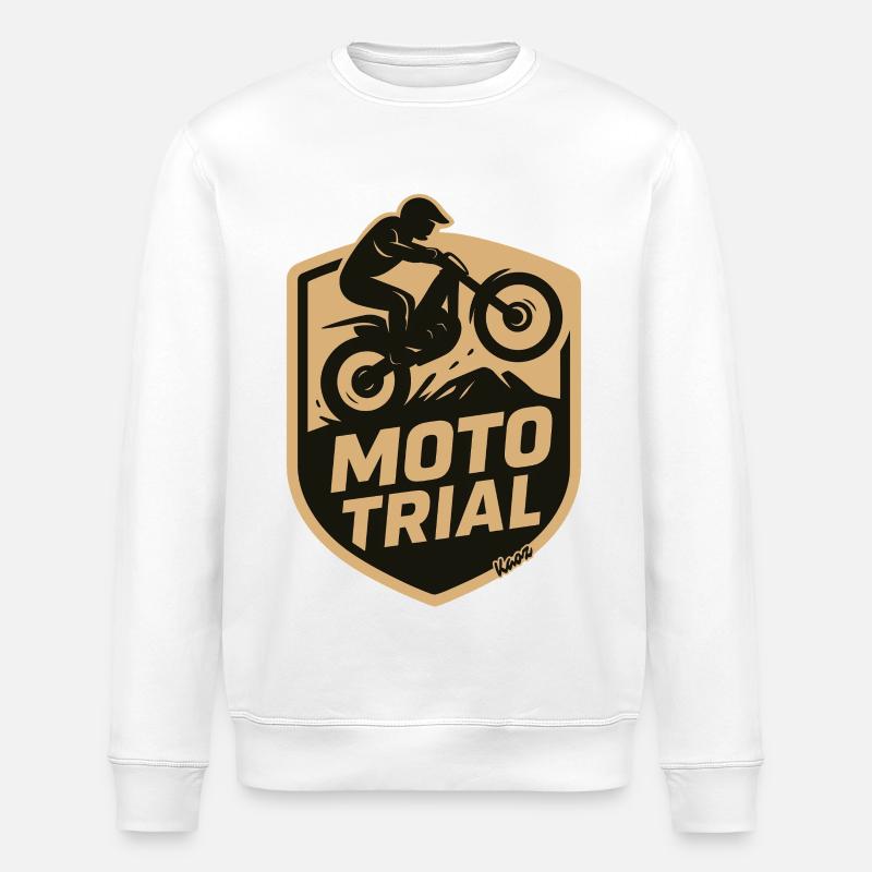 Moto Trial Motocross Schild Sprung - Stanley/Stella Unisex Bio-Sweatshirt ROLLER - Weiß