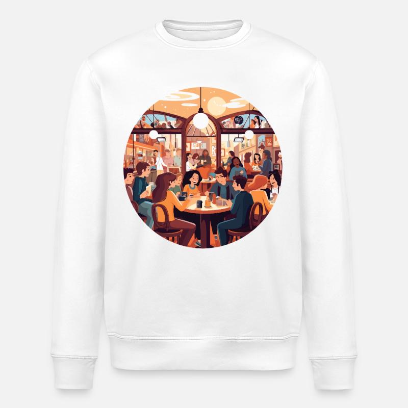Cafe conversations in the evening light - Stanley/Stella ROLLER Unisex Organic Sweatshirt - white