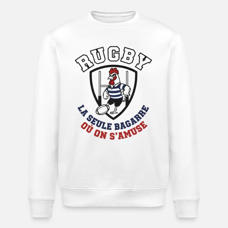 Coq Rugby Bouclier Stylisé - Sweat bio ROLLER Stanley/Stella Unisexe - blanc
