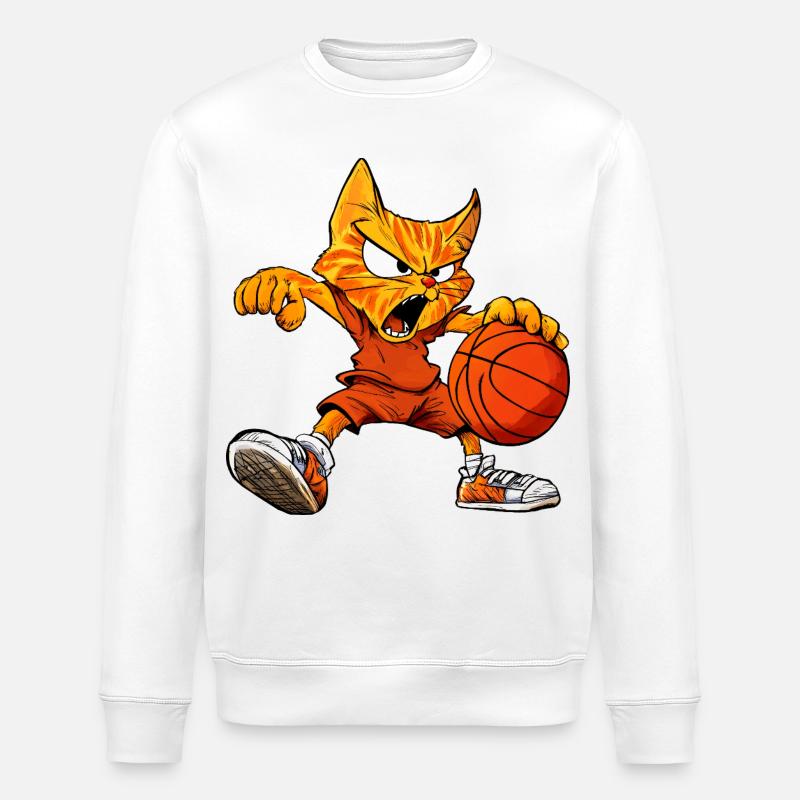 Basketball Katzen - Cooler Kater - Stanley/Stella Unisex Bio-Sweatshirt ROLLER - Weiß
