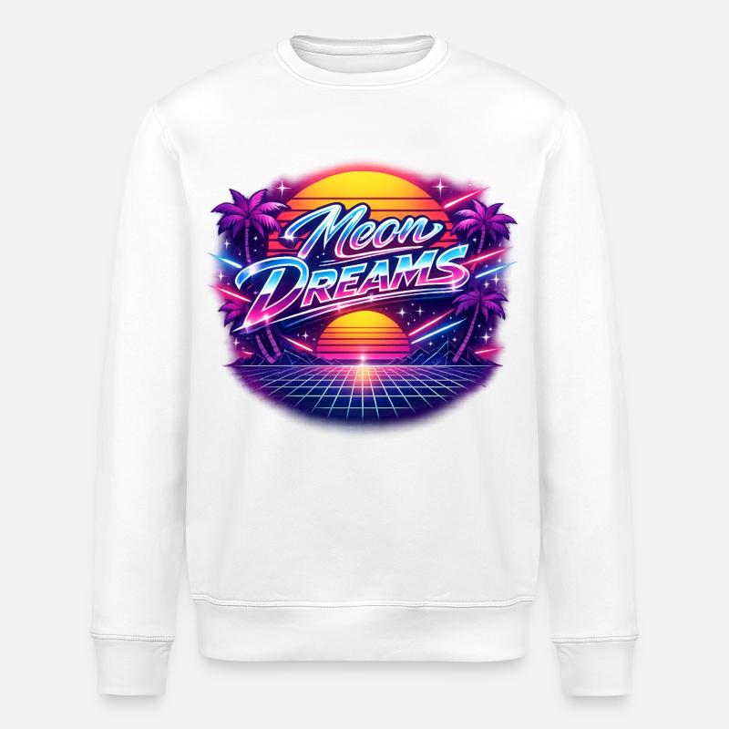 Moon Dreams Neon Retro Sunset - Stanley/Stella Unisex Bio-Sweatshirt ROLLER - Weiß