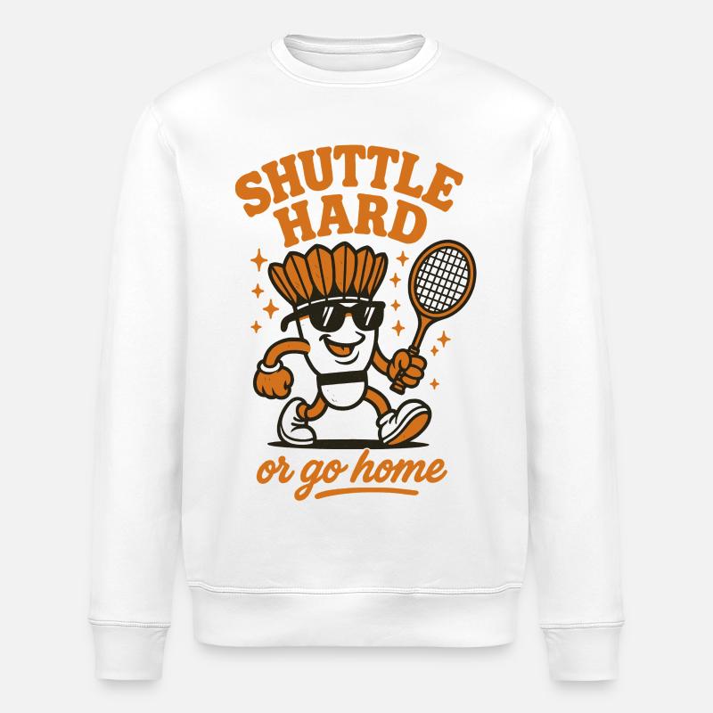 Navette Difficile | Motivation du badminton - Sweat bio ROLLER Stanley/Stella Unisexe - blanc