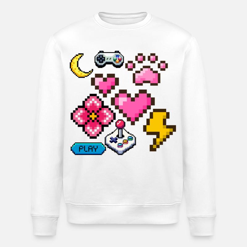 Pixel Game - Stanley/Stella Unisex Bio-Sweatshirt ROLLER - Weiß