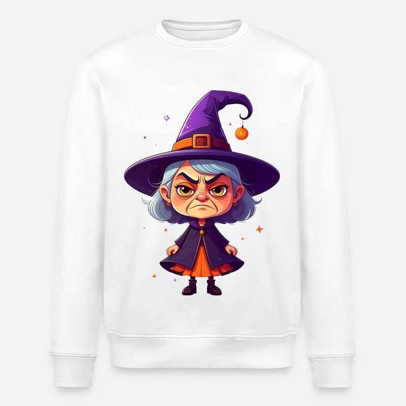 cute, grumpy witch - Stanley/Stella ROLLER Unisex Organic Sweatshirt - white