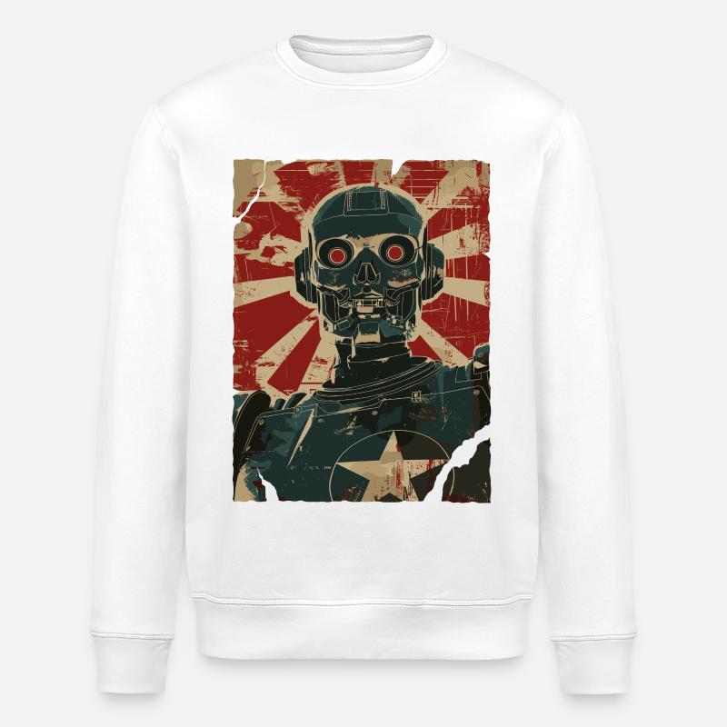 Robo Skull Robot Skull Retro - Sweat bio ROLLER Stanley/Stella Unisexe - blanc