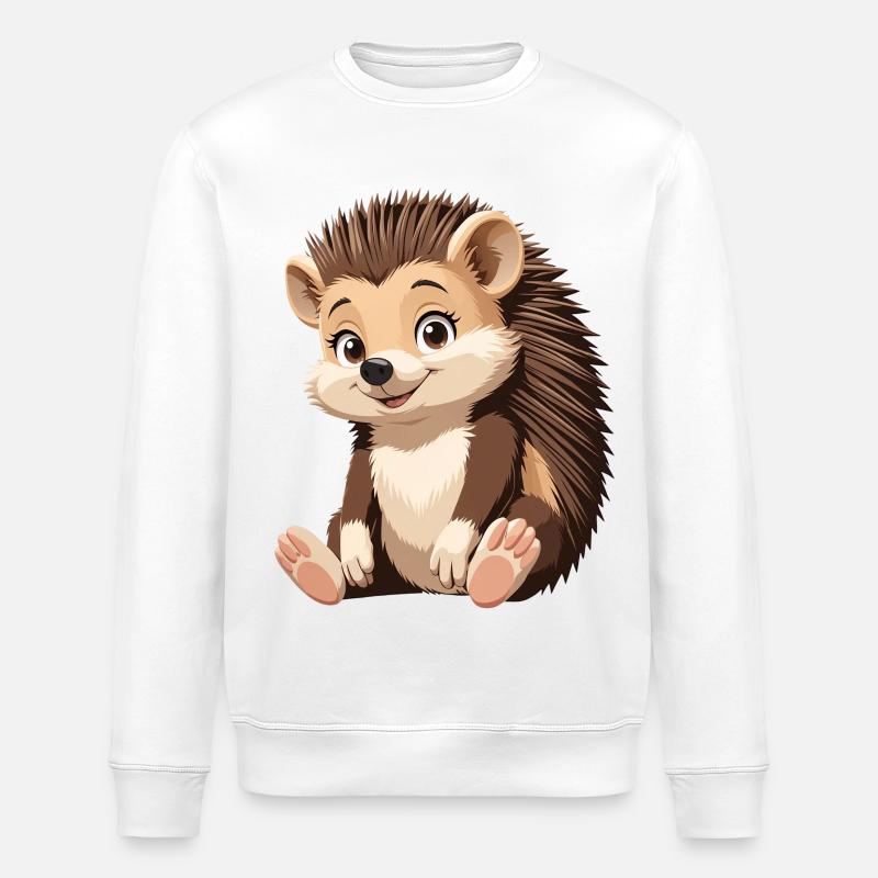 Kuscheliger Igel Illustration - Stanley/Stella Unisex Bio-Sweatshirt ROLLER - Weiß