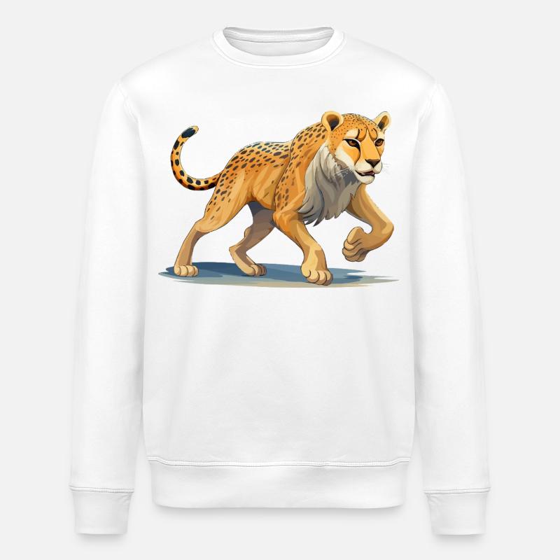 Dynamische Geparden-Illustration - Stanley/Stella Unisex Bio-Sweatshirt ROLLER - Weiß