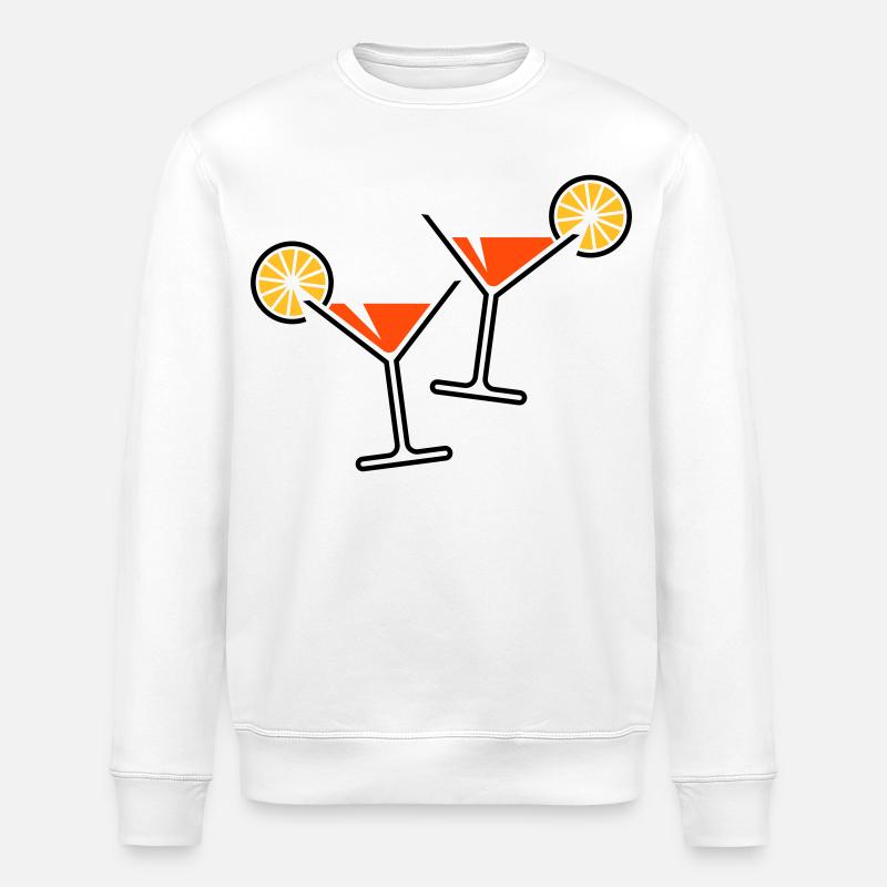 2 Cocktailgläser / Cocktail / Martini + (Orange) - Stanley/Stella Unisex Bio-Sweatshirt ROLLER - Weiß