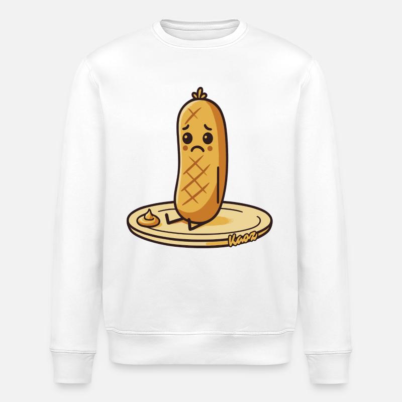 Saucisse triste, saucisse dans l’assiette - Sweat bio ROLLER Stanley/Stella Unisexe - blanc