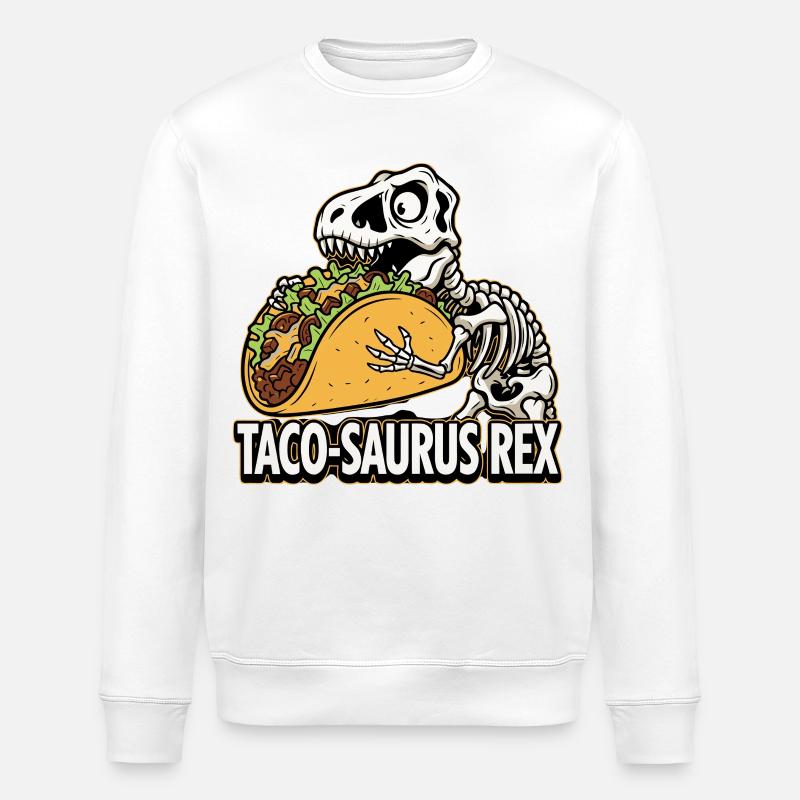 Taco-Saurus Rex - Hungriges Dino Skelett - Stanley/Stella Unisex Bio-Sweatshirt ROLLER - Weiß
