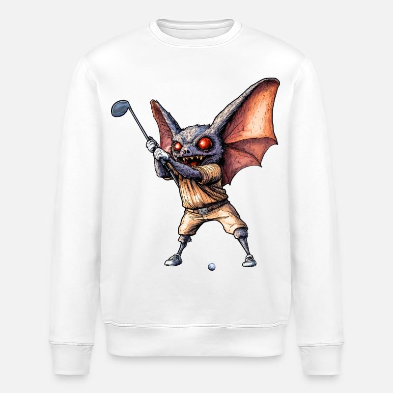 Fledermäuse Golf / Golfspieler Fledermaus - Stanley/Stella Unisex Bio-Sweatshirt ROLLER - Weiß