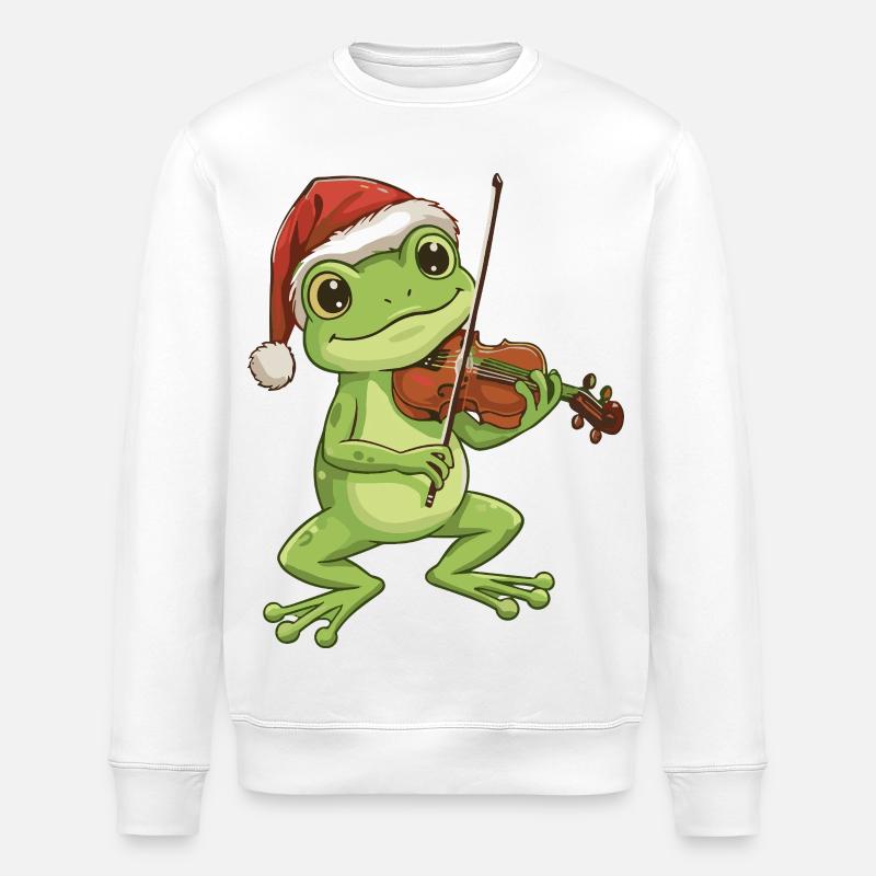 Weihnachtsfrosch-Tier spielt Geigenkunst - Stanley/Stella Unisex Bio-Sweatshirt ROLLER - Weiß