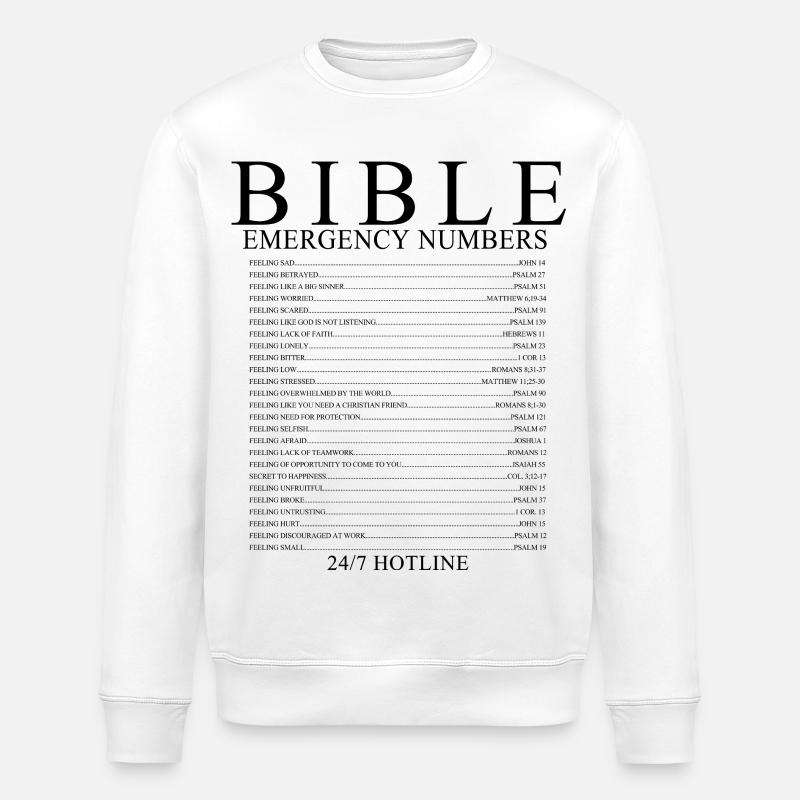 Bibel-Notfallzahlen Christliches Glaubensdesign - Stanley/Stella Unisex Bio-Sweatshirt ROLLER - Weiß