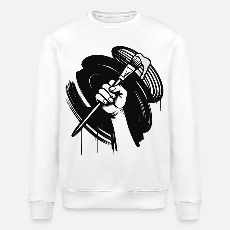 PAINT IT BLACK - black & white - Stanley/Stella ROLLER Unisex Organic Sweatshirt - white