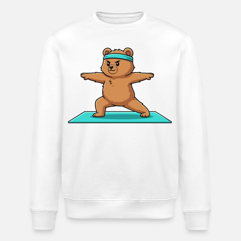 Yoga-Bär macht Krieger-Pose - Stanley/Stella Unisex Bio-Sweatshirt ROLLER - Weiß
