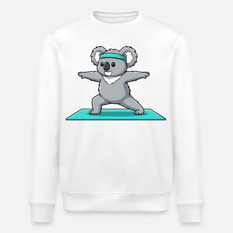 Yoga-Koala-Bär macht Krieger-Pose - Stanley/Stella Unisex Bio-Sweatshirt ROLLER - Weiß