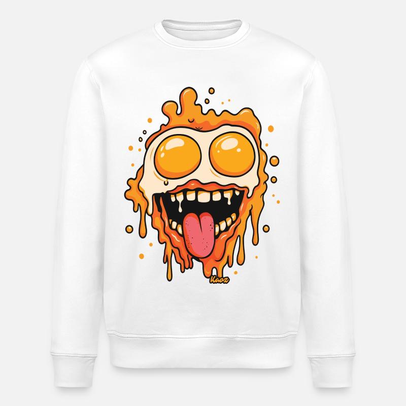 Melting face with fried egg eyes - Stanley/Stella ROLLER Unisex Organic Sweatshirt - white