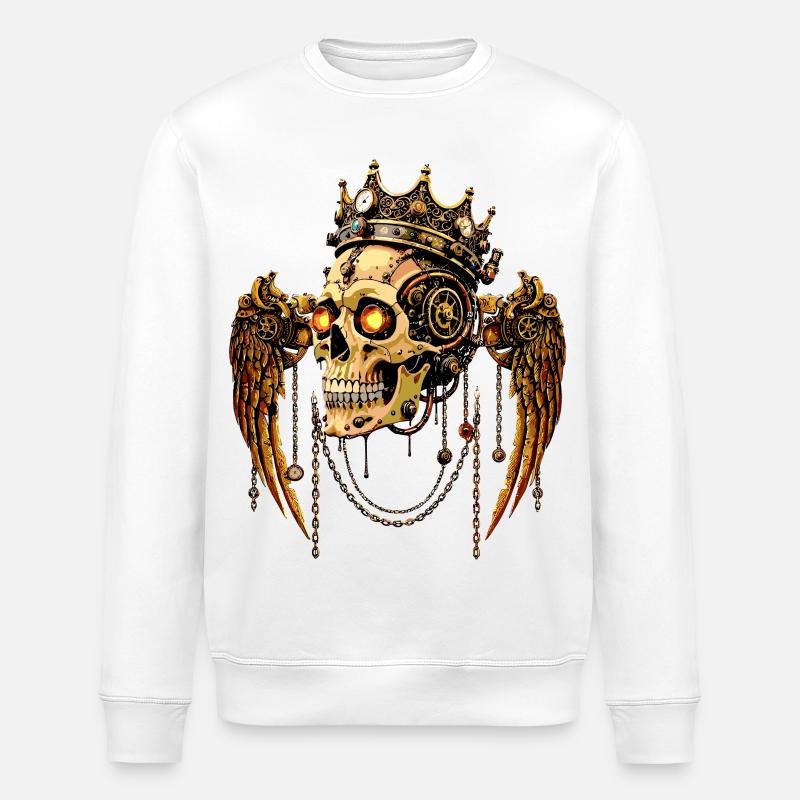 STEAMPUNK SCHÄDEL KRONE - Stanley/Stella Unisex Bio-Sweatshirt ROLLER - Weiß