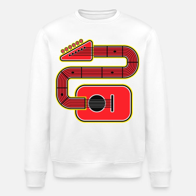 Rote Abstract Shape Gitarre - Stanley/Stella Unisex Bio-Sweatshirt ROLLER - Weiß