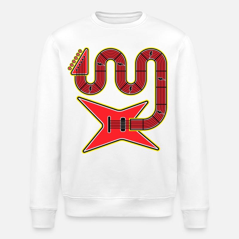 Rote Abstract Shape E-Gitarre - Stanley/Stella Unisex Bio-Sweatshirt ROLLER - Weiß