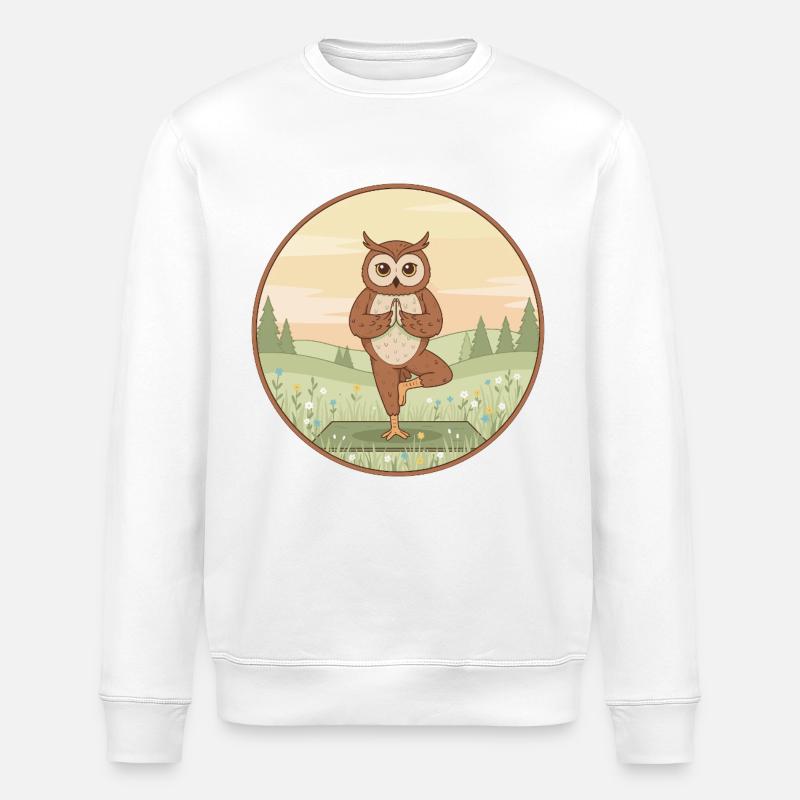 Yoga-Eulenvogel macht Baumposen-Kunst - Stanley/Stella Unisex Bio-Sweatshirt ROLLER - Weiß