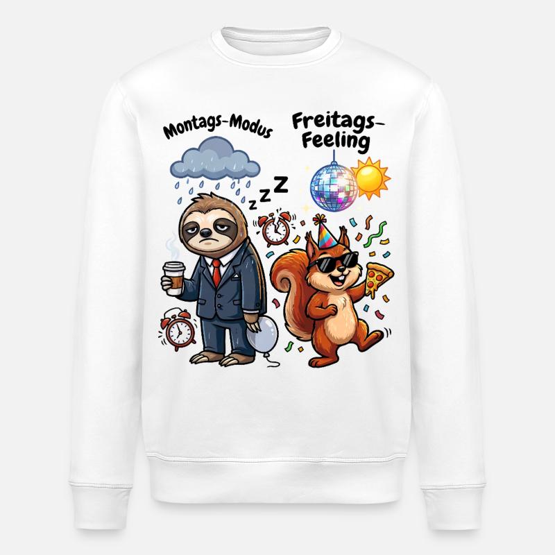 Monday mode vs Friday feeling - Stanley/Stella ROLLER Unisex Organic Sweatshirt - white